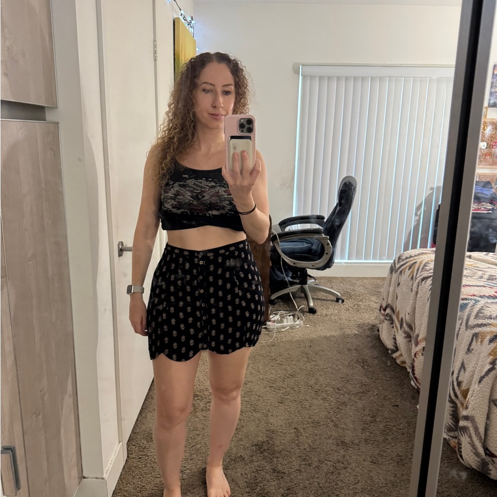 Black Floral Skirt